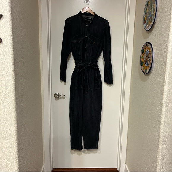 $498 Veronica Beard Washed Onyx Annie Denim Cargo Jumpsuit Size large - Picture 7 of 15